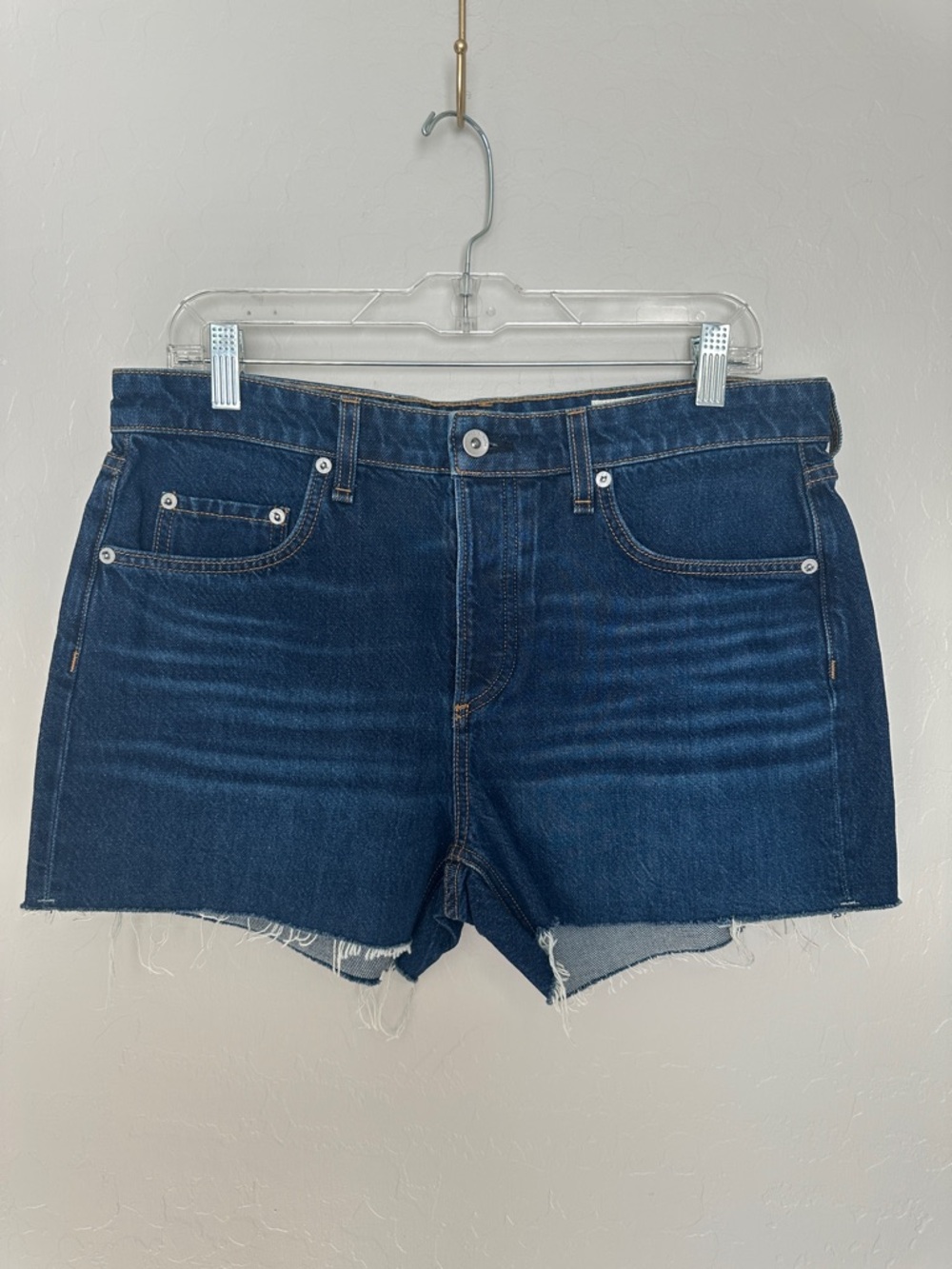 rag & bone Dre Low Rise Denim Shorts NWT Size 30 Raw Hem Relaxed Fit Med Wash